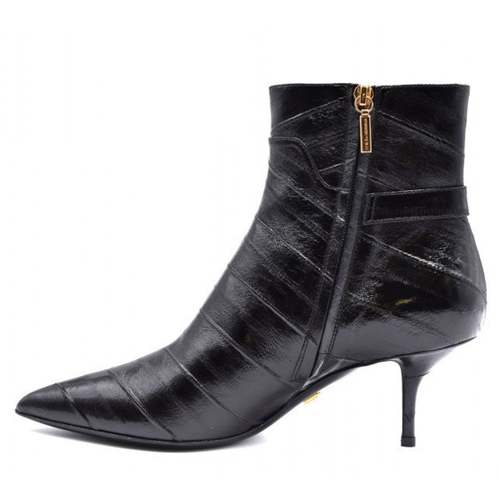 Dolce & Gabbana Schwarzes Leder Di Anguilla Stiefel