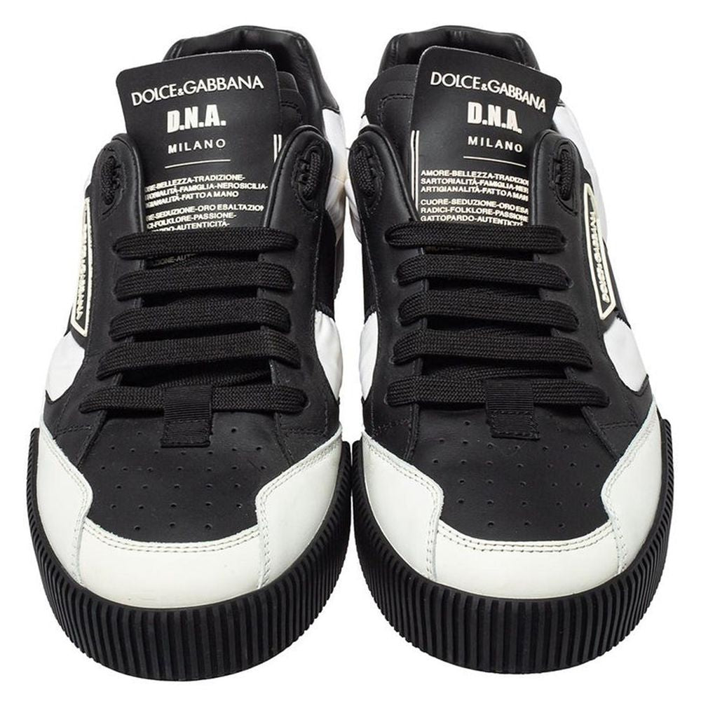 Dolce & Gabbana Schwarzes Leder Di Kalbsleder Sneaker