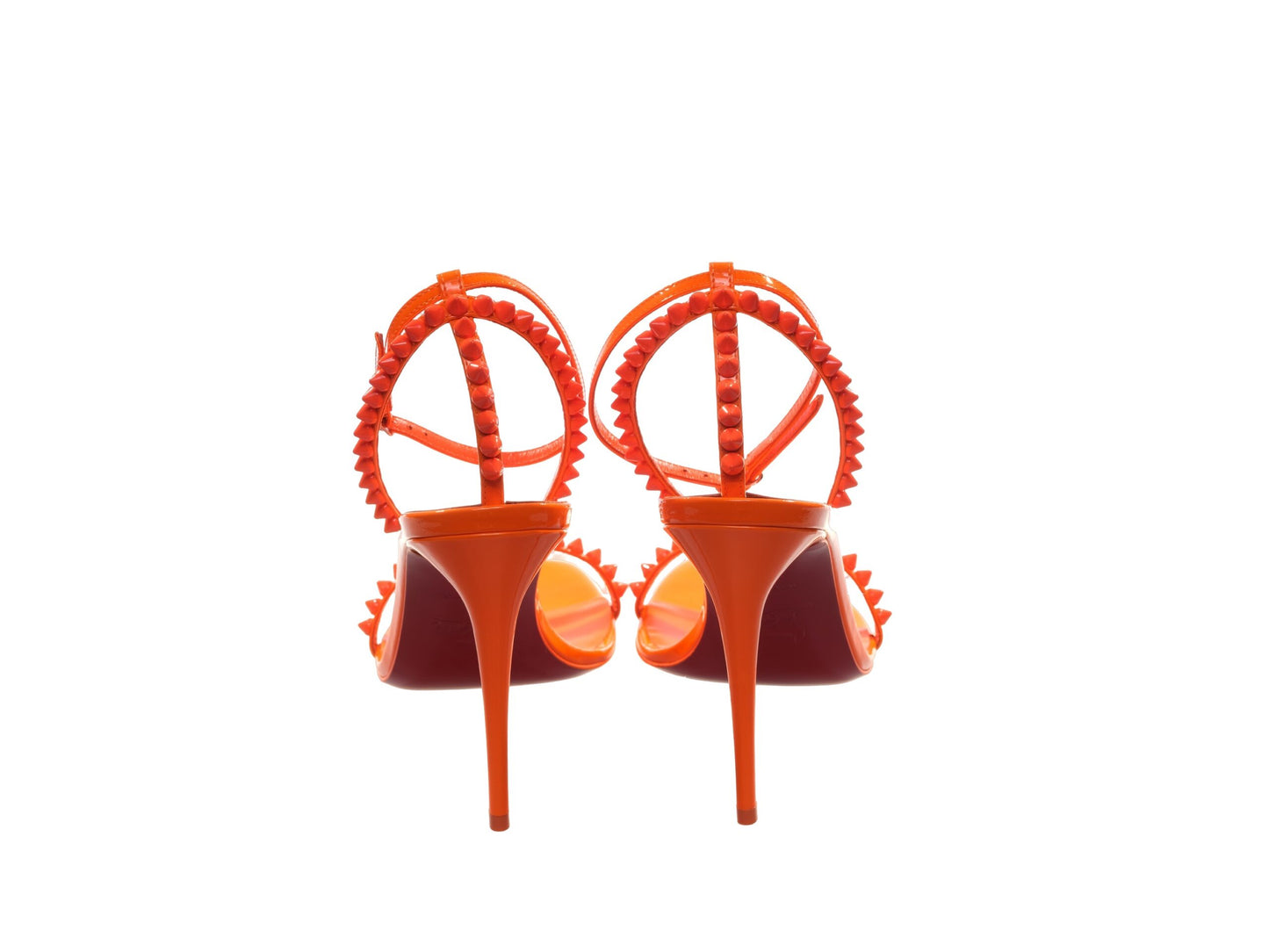 Christian Louboutin So Me 100 Orange Lackleder Beschlagene Riemchen High Heels