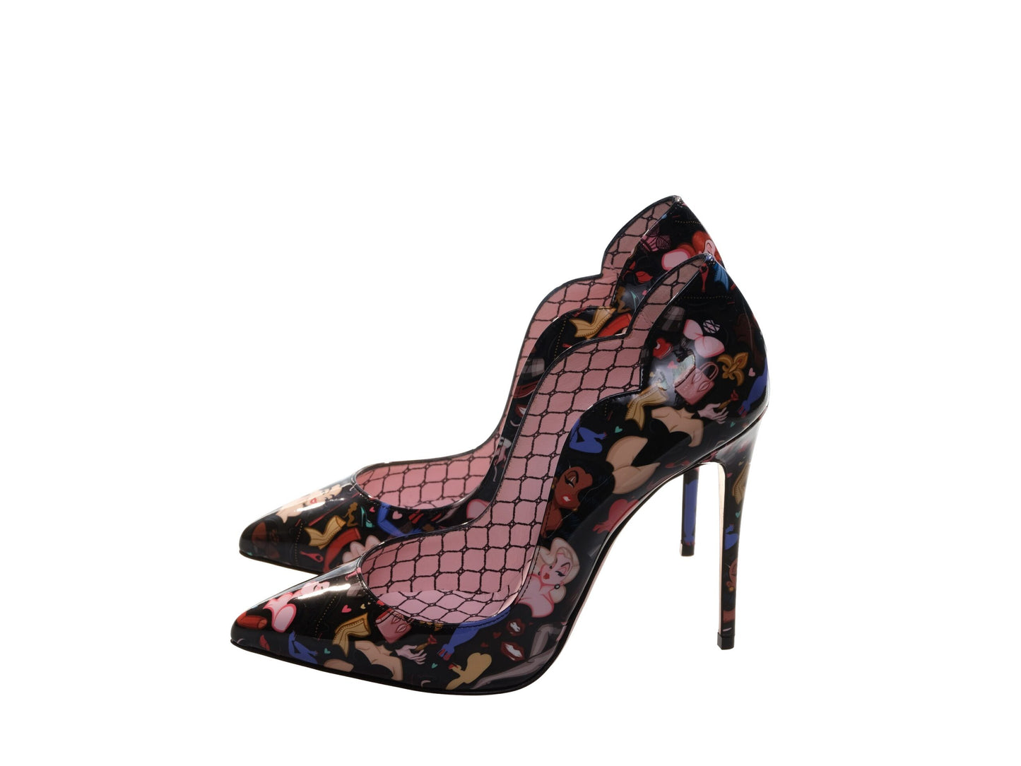 Christian Louboutin Hot Chick 100 Schwarz Limited Edition Dr Bored Print Lackleder High Heel Pumps