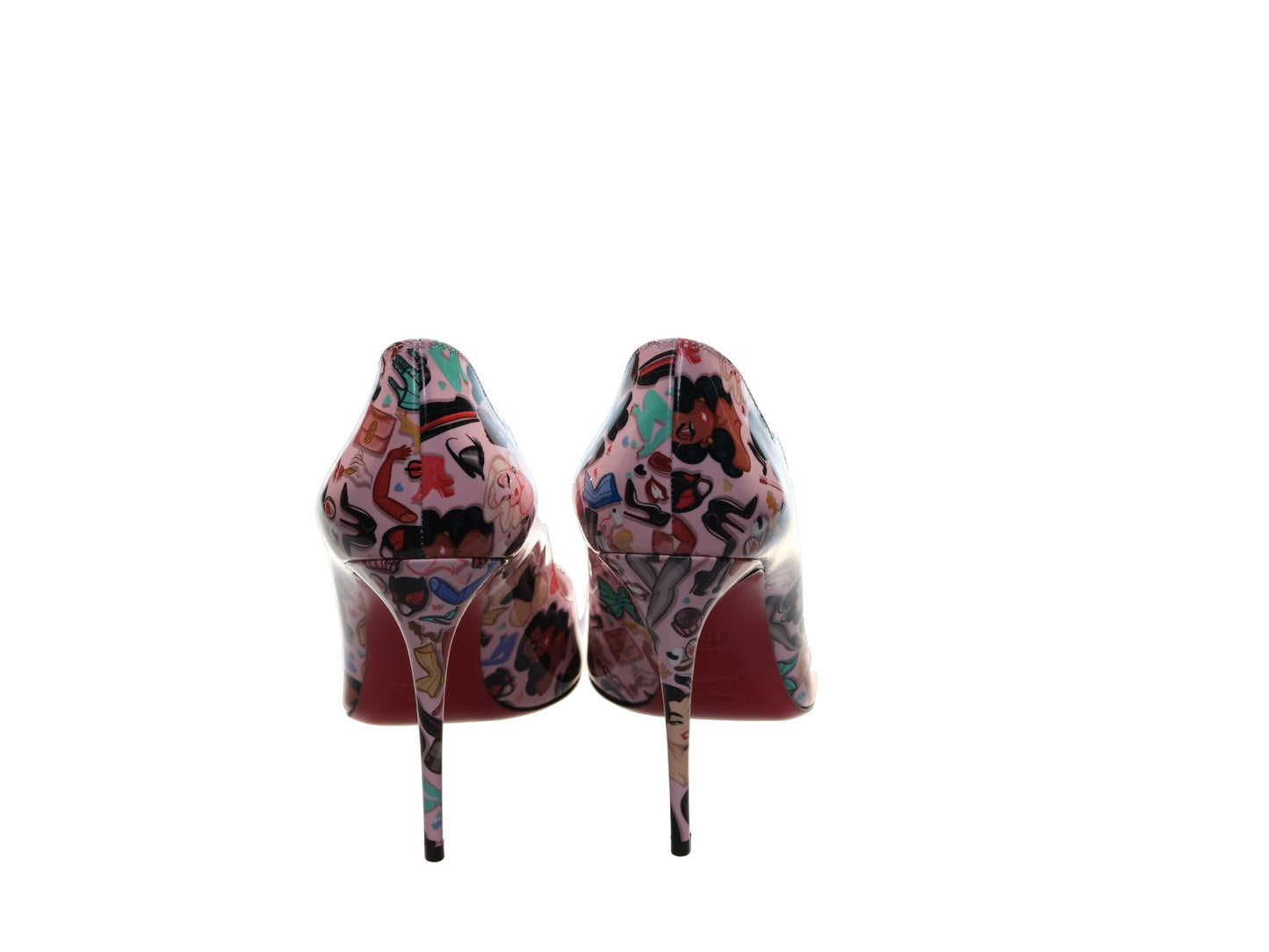 Christian Louboutin Hot Chick 100 Pink Limited Edition Dr Bored Print Lackleder High Heel Pumps