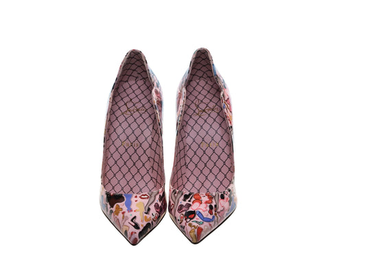 Christian Louboutin Hot Chick 100 Pink Limited Edition Dr Bored Print Lackleder High Heel Pumps