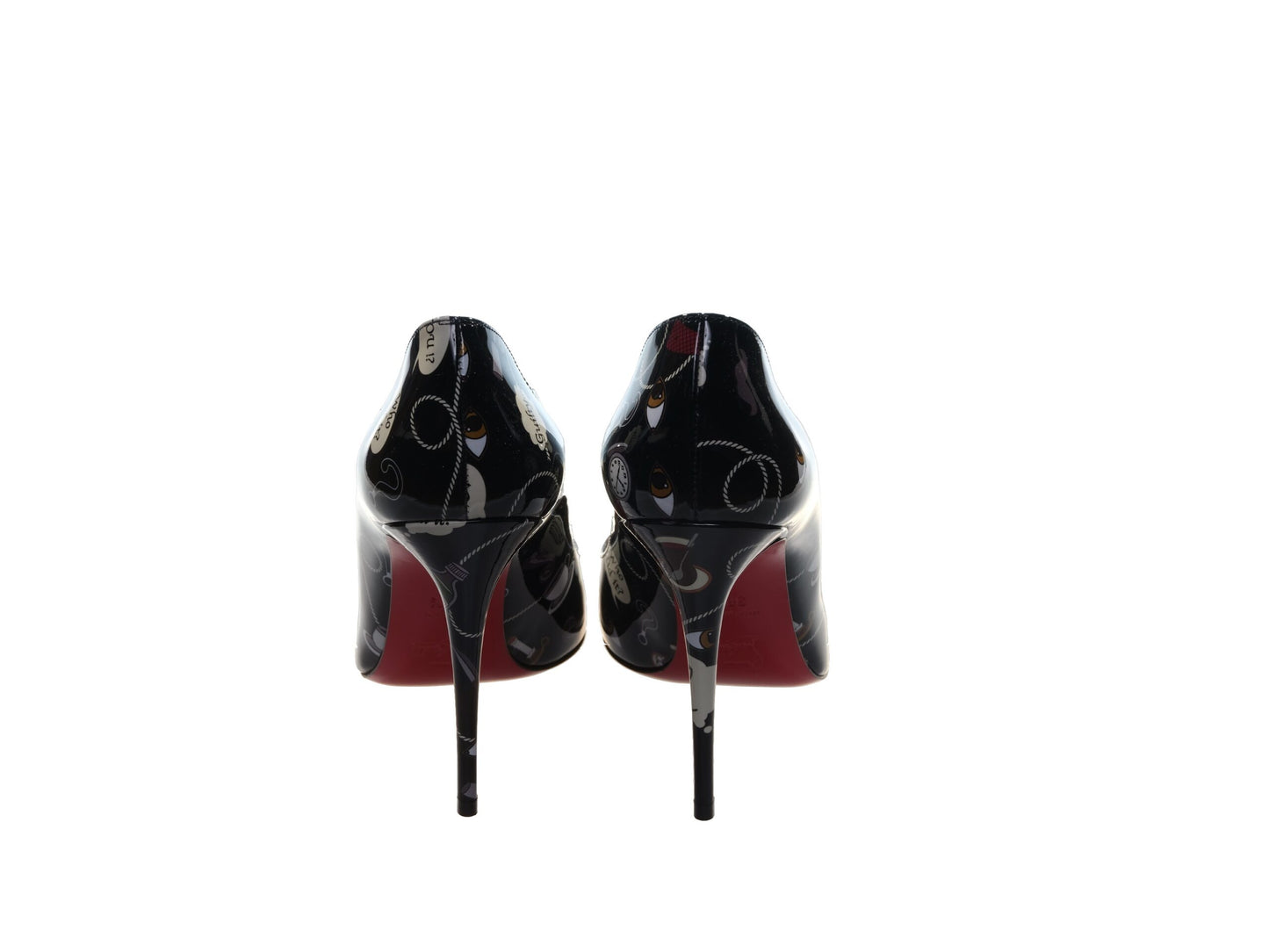 Christian Louboutin Hot Chick 100 Schwarzer Waffendruck Lackleder High Heel Pumps