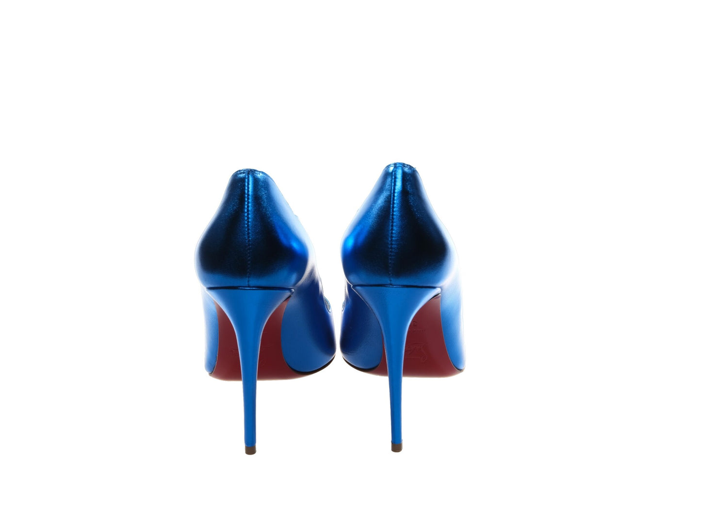 Christian Louboutin Hot Chick 100 Blau Verspiegelte Lackleder High Heel Pumps