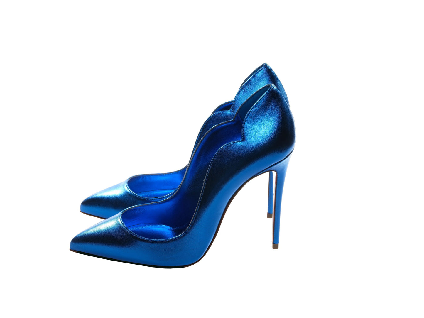 Christian Louboutin Hot Chick 100 Blau Verspiegelte Lackleder High Heel Pumps