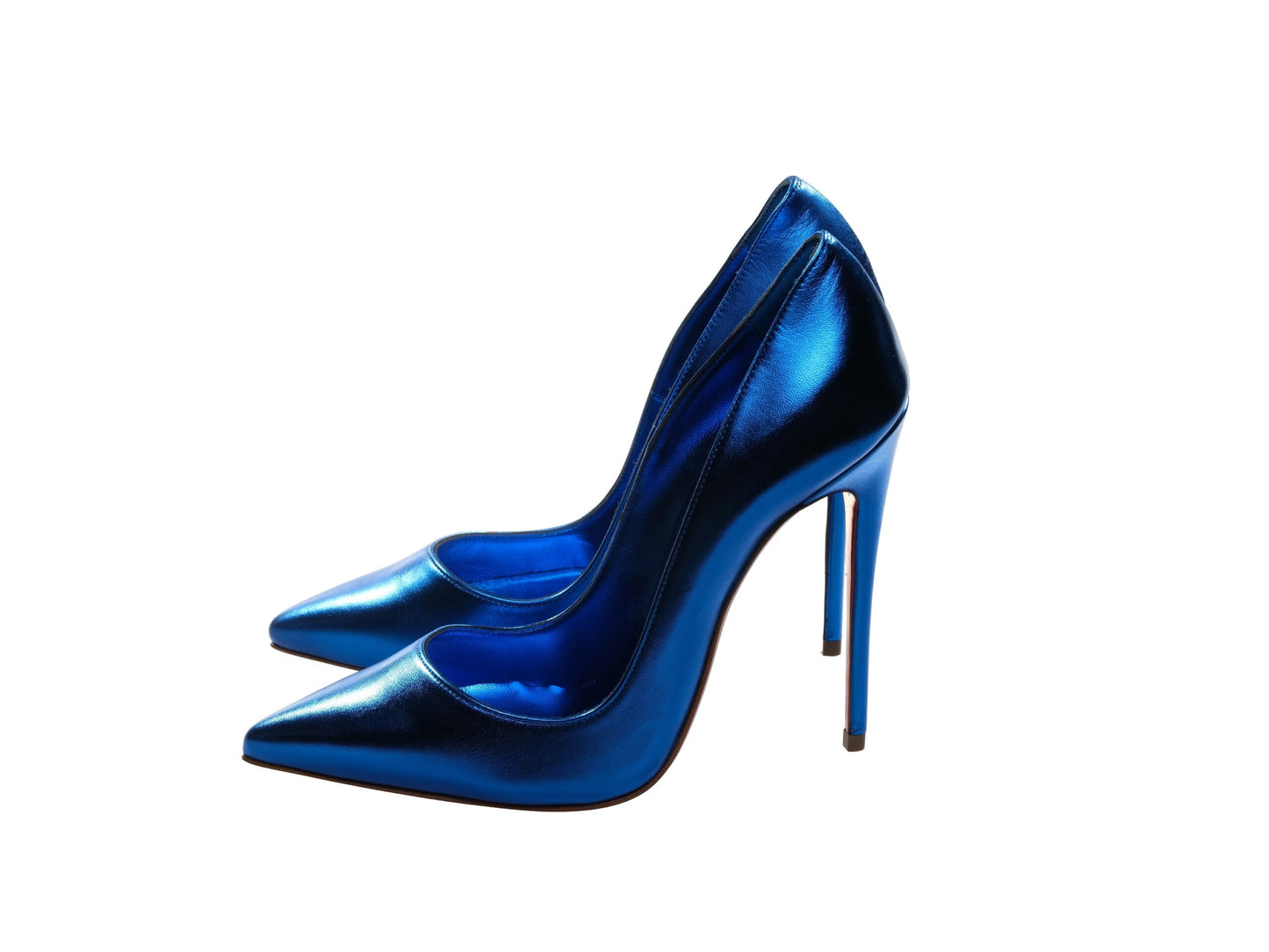 Christian Louboutin So Kate Blaue Laminierte Leder High Heel Pumps