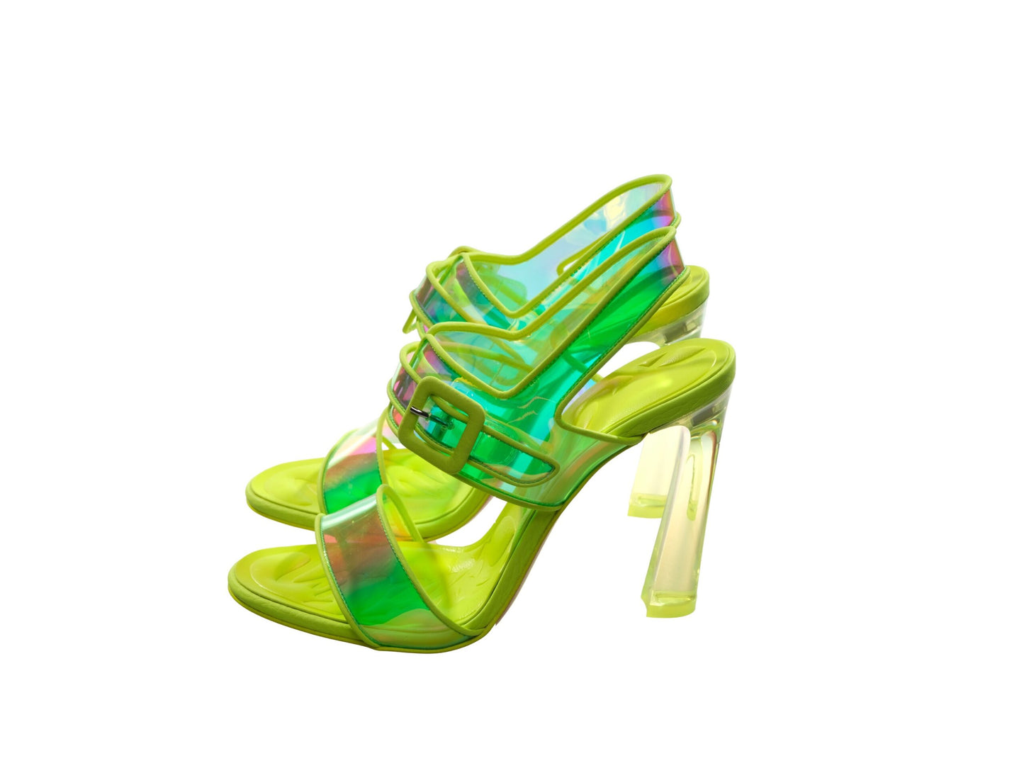 Christian Louboutin Loubi Duniss 100 Neon Fluoro Gelb Riemchen High Heels