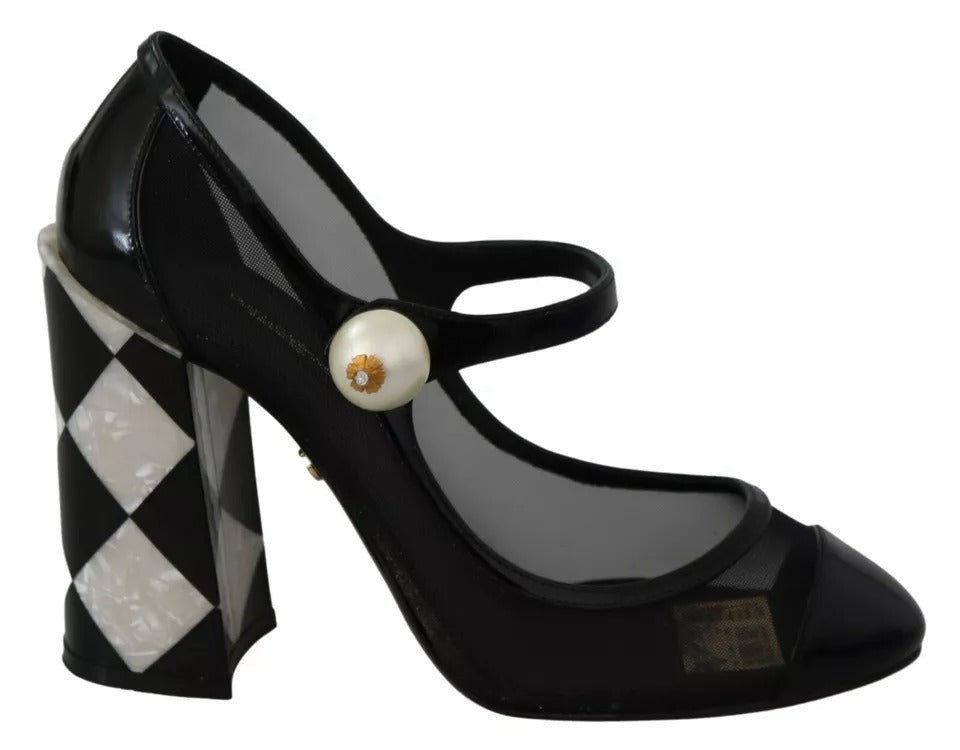 Dolce & Gabbana Schwarze verschönerte Harlekin Mary Janes Pumps Schuhe