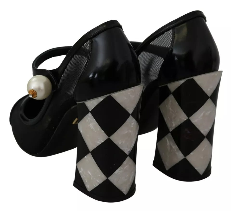 Dolce & Gabbana Schwarze verschönerte Harlekin Mary Janes Pumps Schuhe