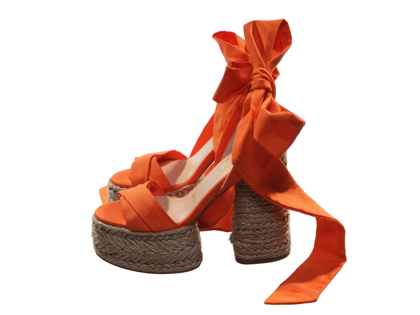 Christian Louboutin Mariza du Desert Orange und natürliche Knöchel Wrap Around High Heel Keile