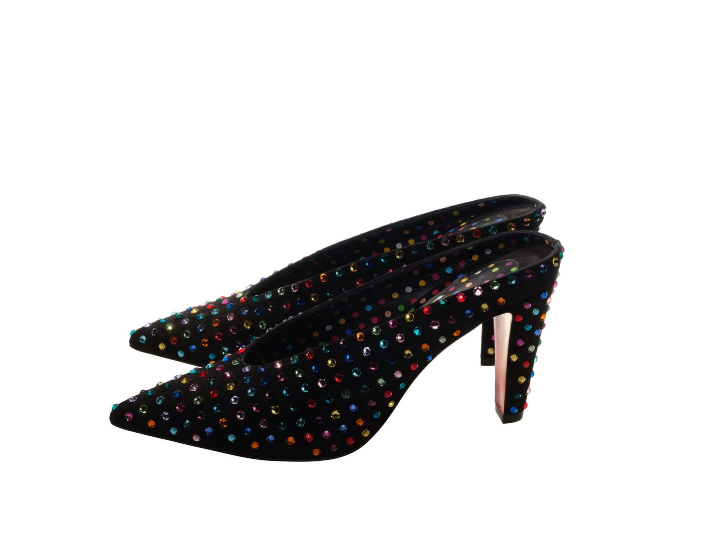 Christian Louboutin Veryvee Strass Boum 85 Mules aus Wildleder und mehrfarbigen Schmucksteinen