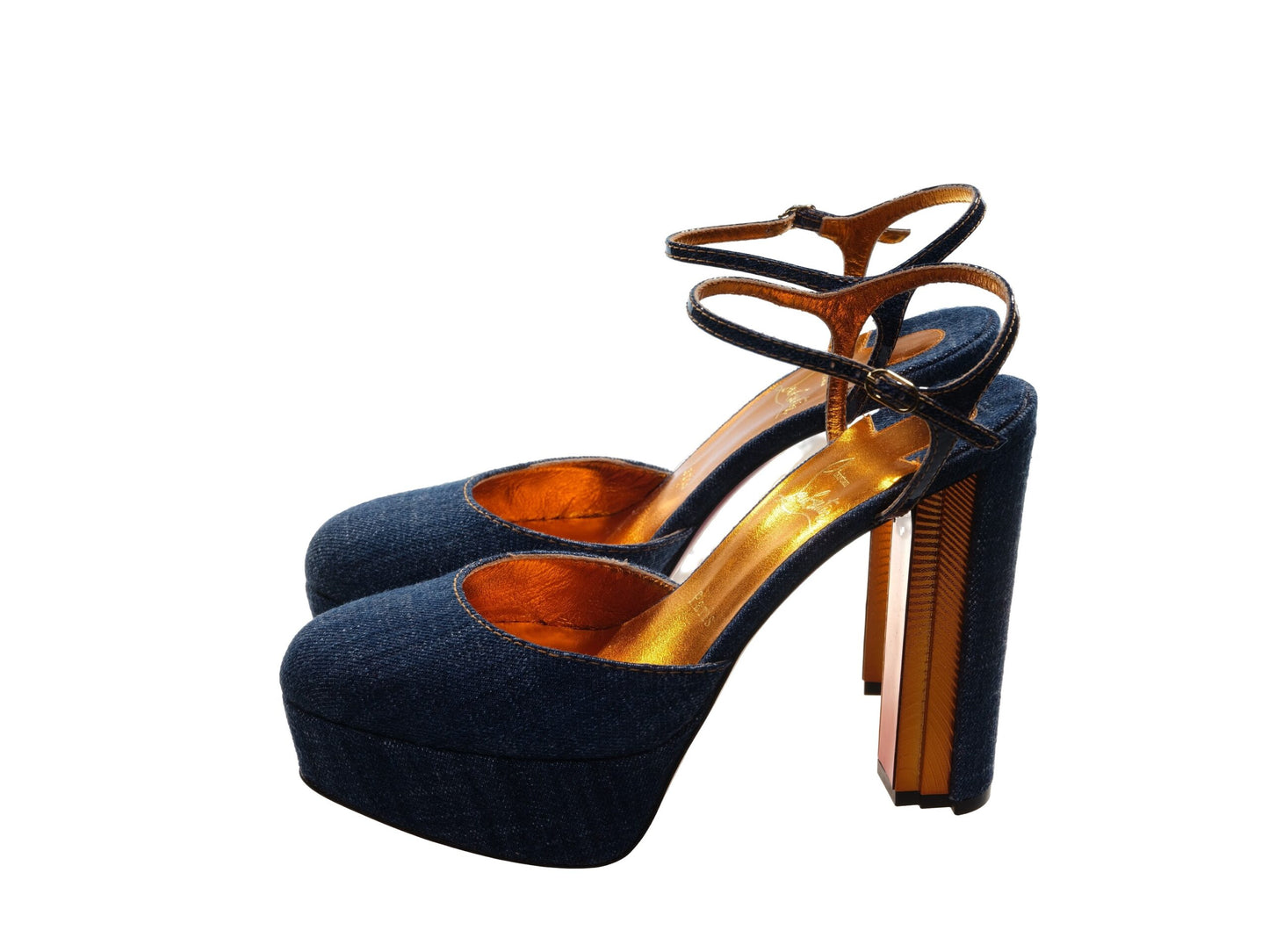 Christian Louboutin Coluna Denim Marineblaue Pumps mit Plateauabsatz