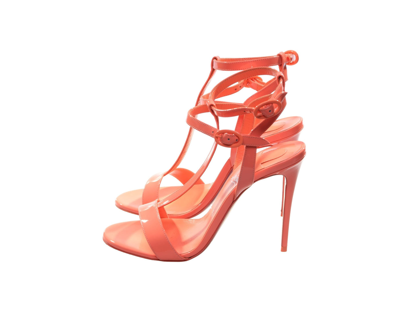 Christian Louboutin Mara 100 Drag Orange Lackleder Riemchen High Heels