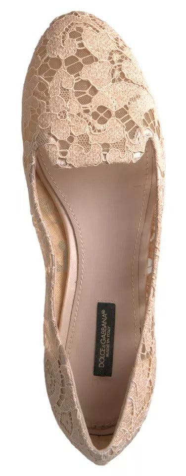 Dolce & Gabbana Beige Floral Spitze Loafers Flats Schuhe