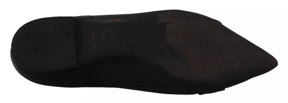 Dolce & Gabbana Schwarz Devotion Leder Spitze Flats Schuhe