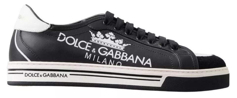 Dolce & Gabbana Schwarz Leder Crown Milano Turnschuhe Freizeitschuhe