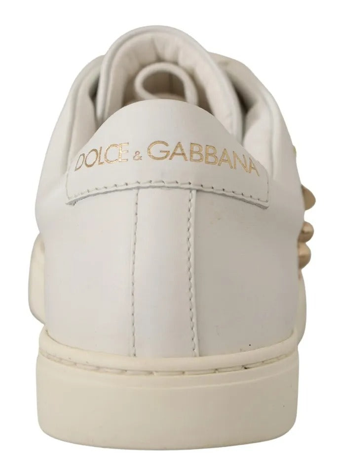 Dolce & Gabbana Weiß Leder Gold Rot Herz Turnschuhe Schuhe