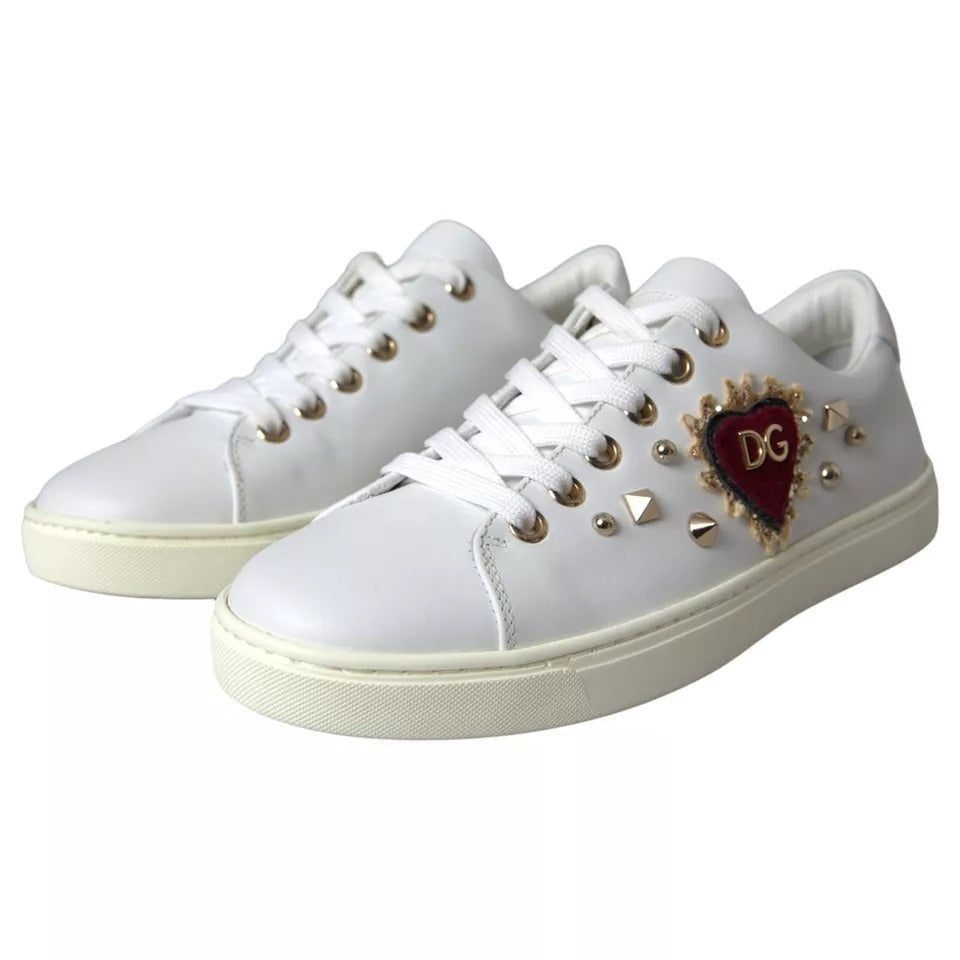 Dolce & Gabbana Weiß Portofino Sacred Heart Turnschuhe Frauen Schuhe