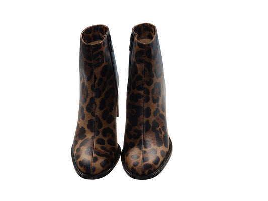 Christian Louboutin Adoxa 70 Brauner Stiefel mit hohem Absatz und Leopardenmuster