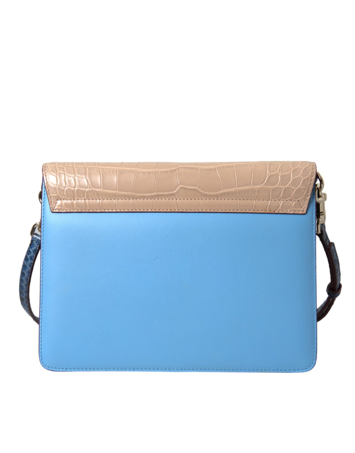 Dolce & Gabbana Blau Beige Exotisches Leder LUCIA Crossbody Geldbörse Tasche