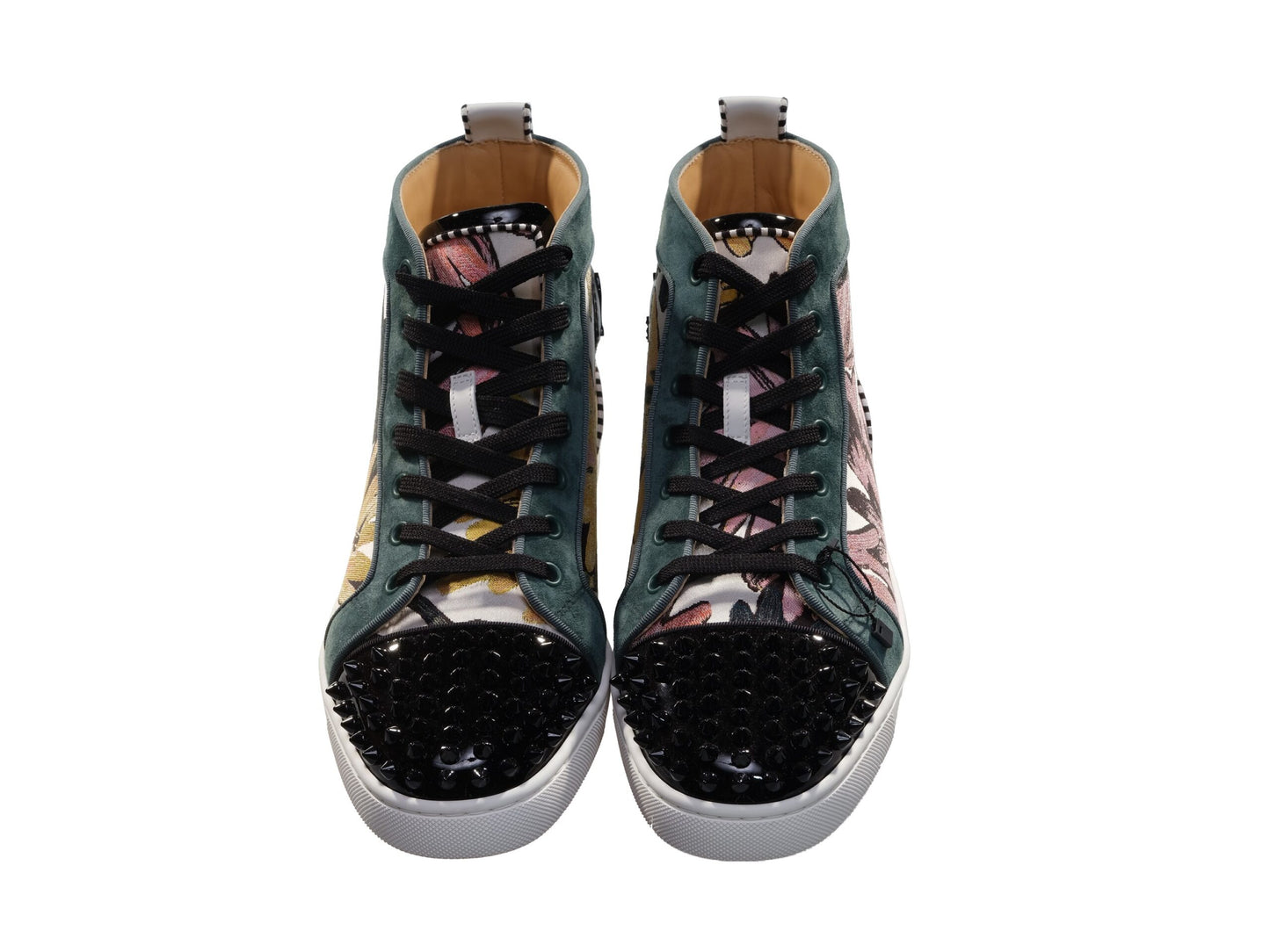 Christian Louboutin Louis Spikes Orlato Flache Gedruckte Stoff Gemusterte High Top Sneakers