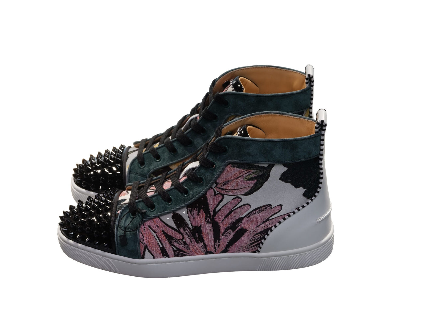 Christian Louboutin Louis Spikes Orlato Flache Gedruckte Stoff Gemusterte High Top Sneakers