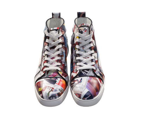 Christian Louboutin Louis Orlato Flache bedruckte Leder High Top Sneakers