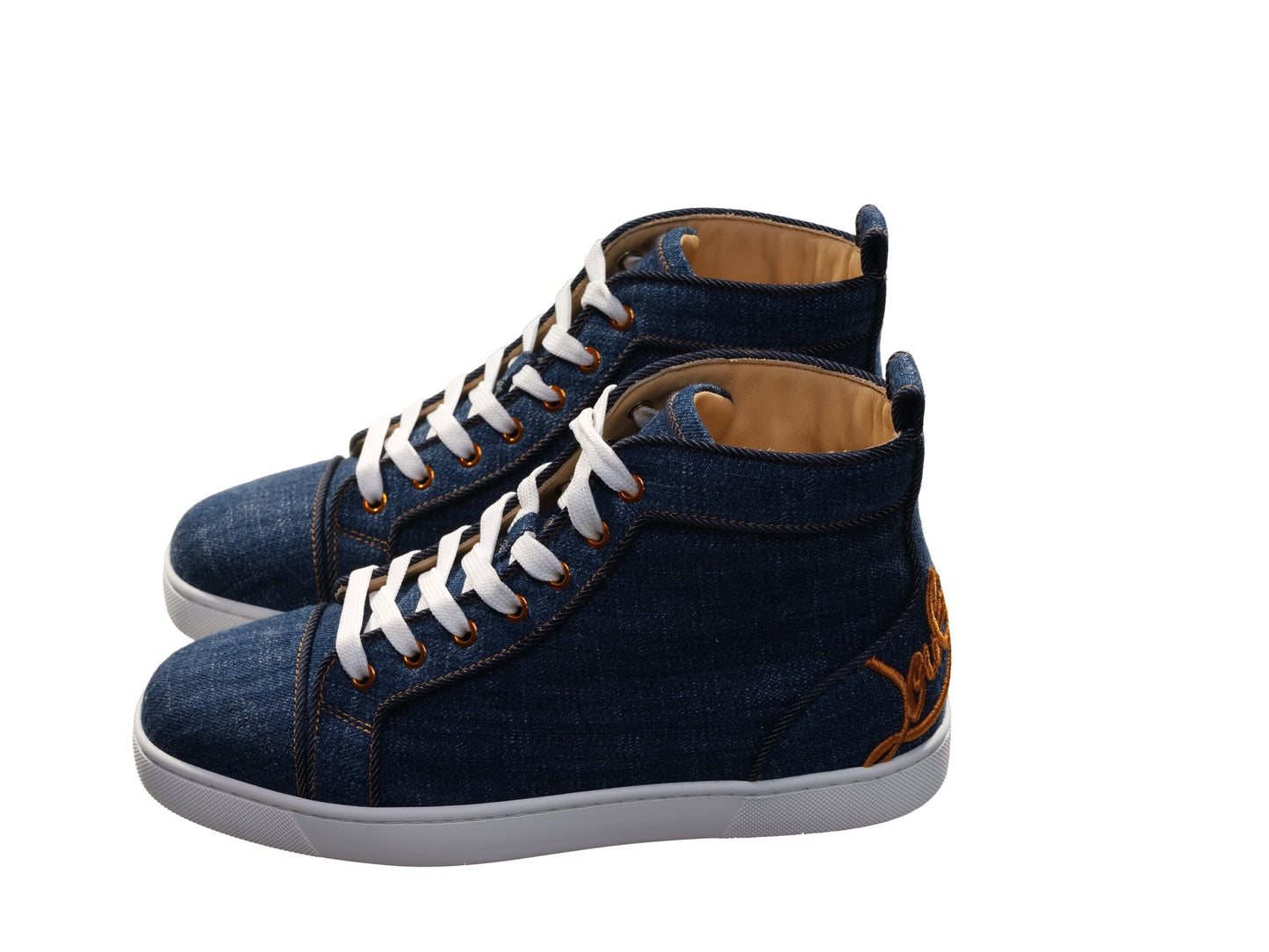 Christian Louboutin Fun Louis Flache High-Top-Sneakers aus Denim