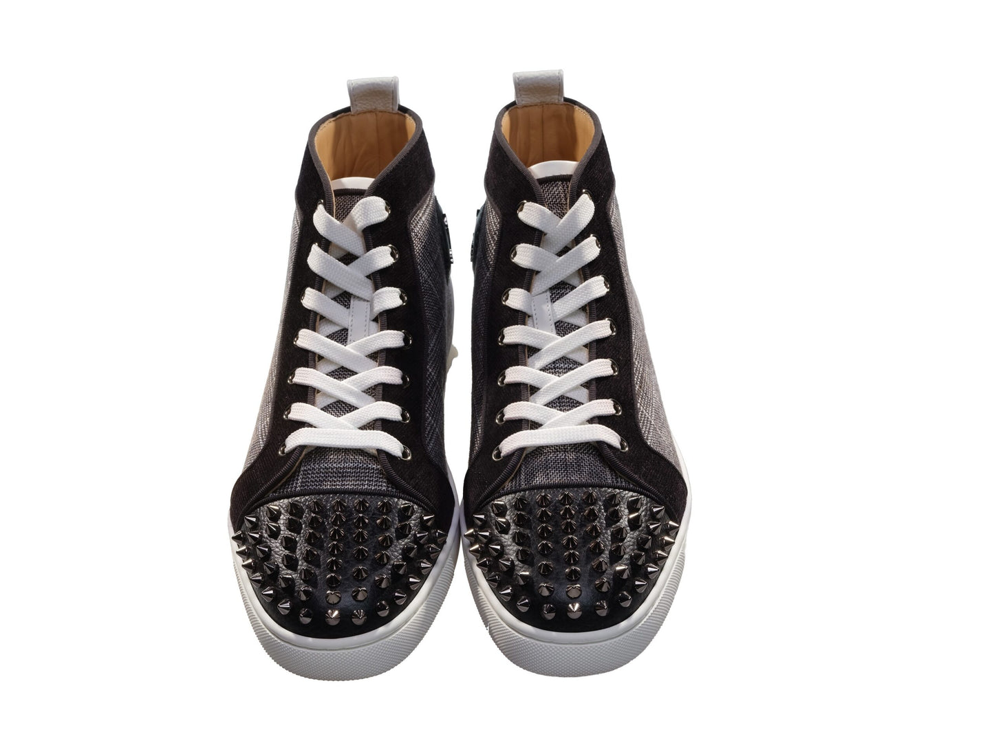 Christian Louboutin Lou Spikes Orlato Flache Kontrast und Nieten High Top Sneakers