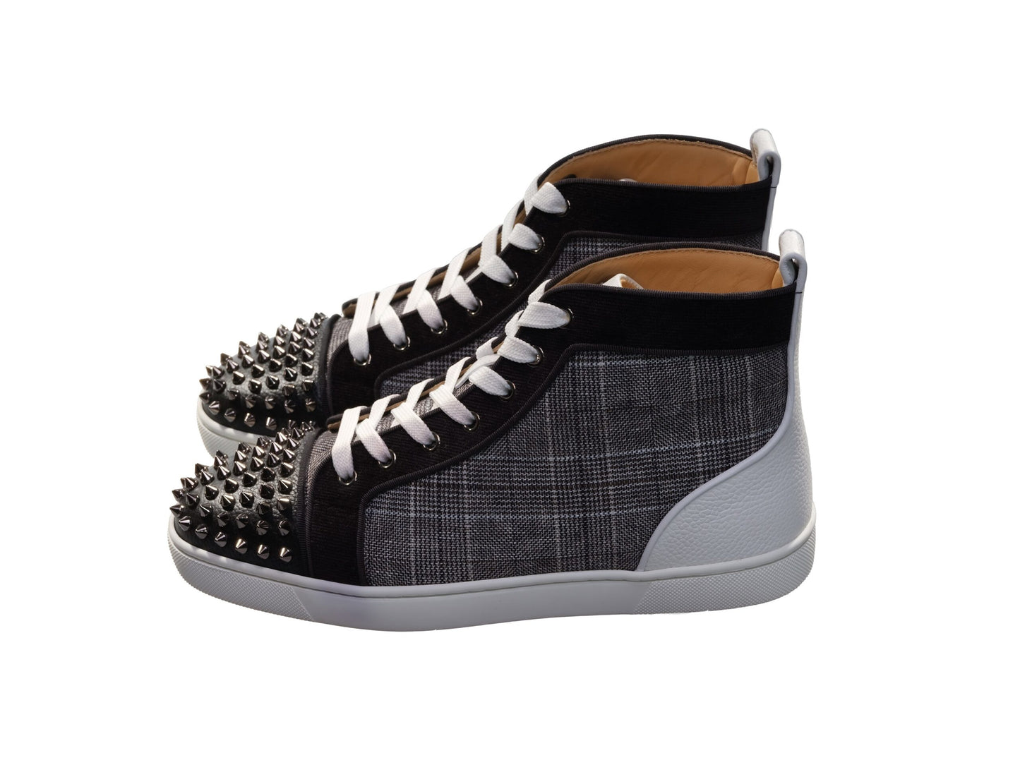 Christian Louboutin Lou Spikes Orlato Flache Kontrast und Nieten High Top Sneakers