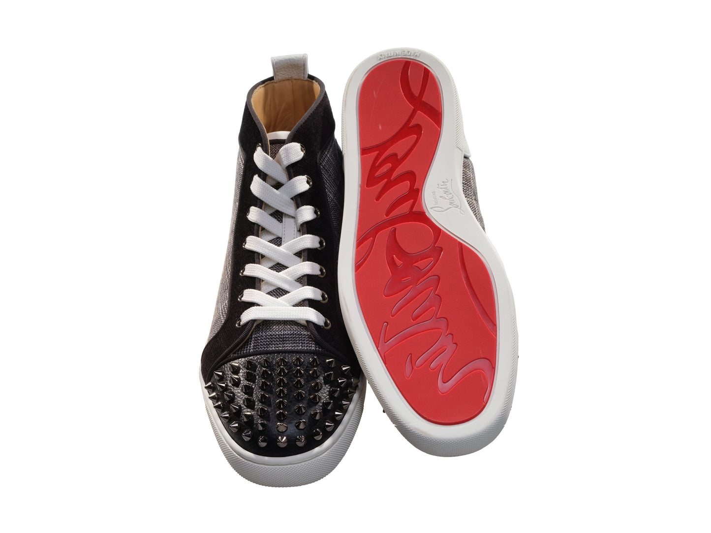 Christian Louboutin Lou Spikes Orlato Flache Kontrast und Nieten High Top Sneakers