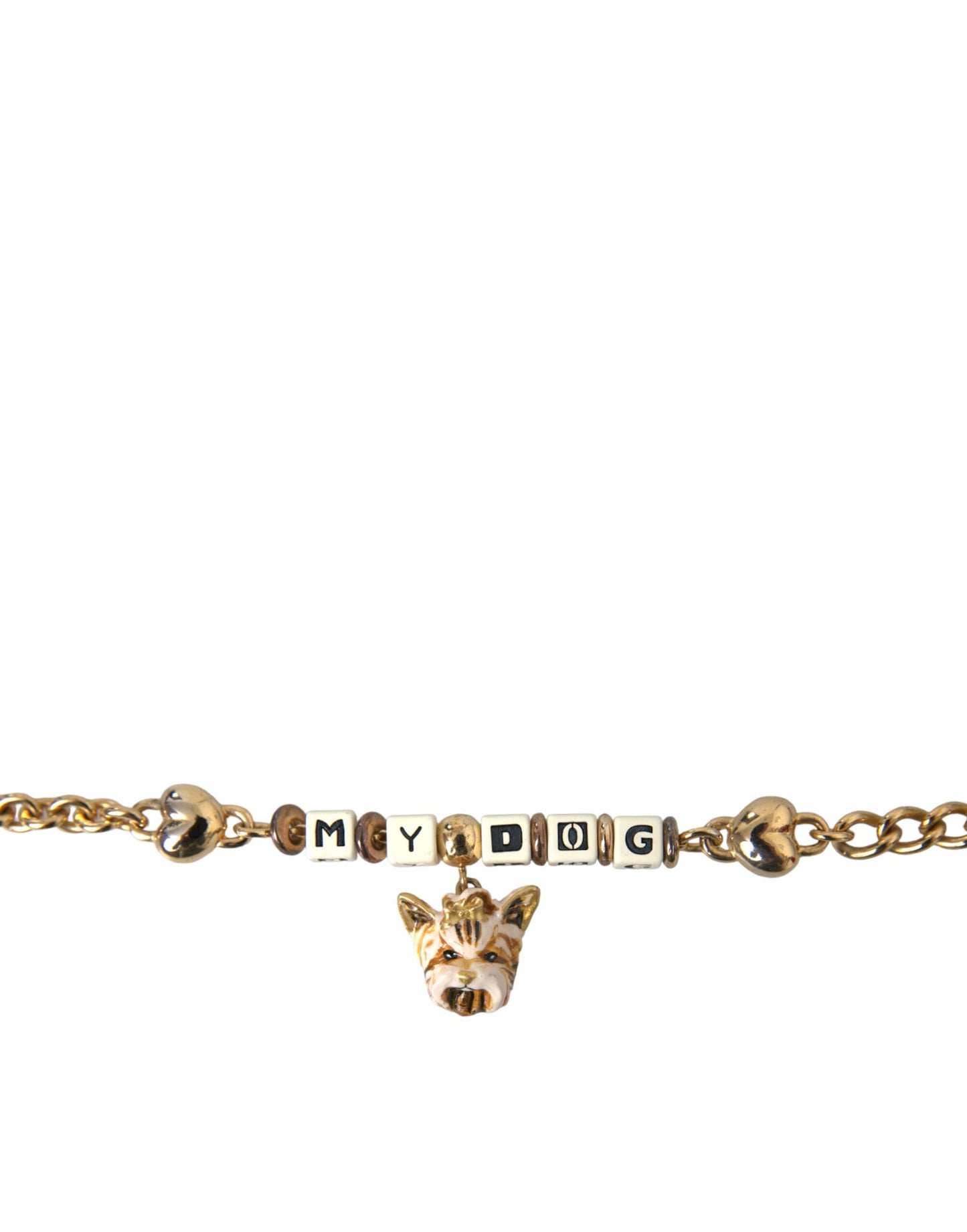 Dolce & Gabbana Gold-Ton Messing Kette MY DOG Herz-Armband