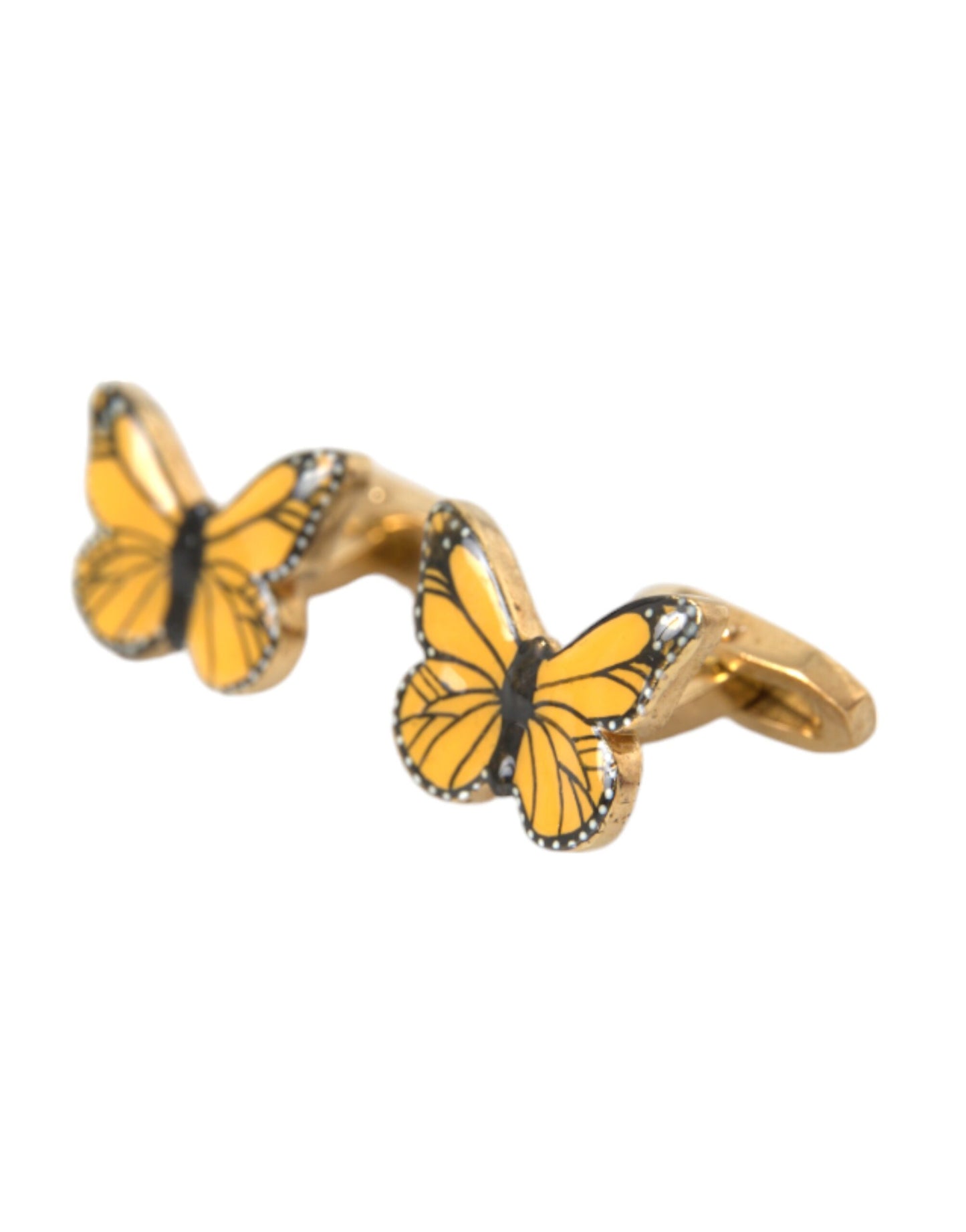 Dolce & Gabbana Gold-Ton Messing Schmetterling Emaille Männer Manschettenknopf