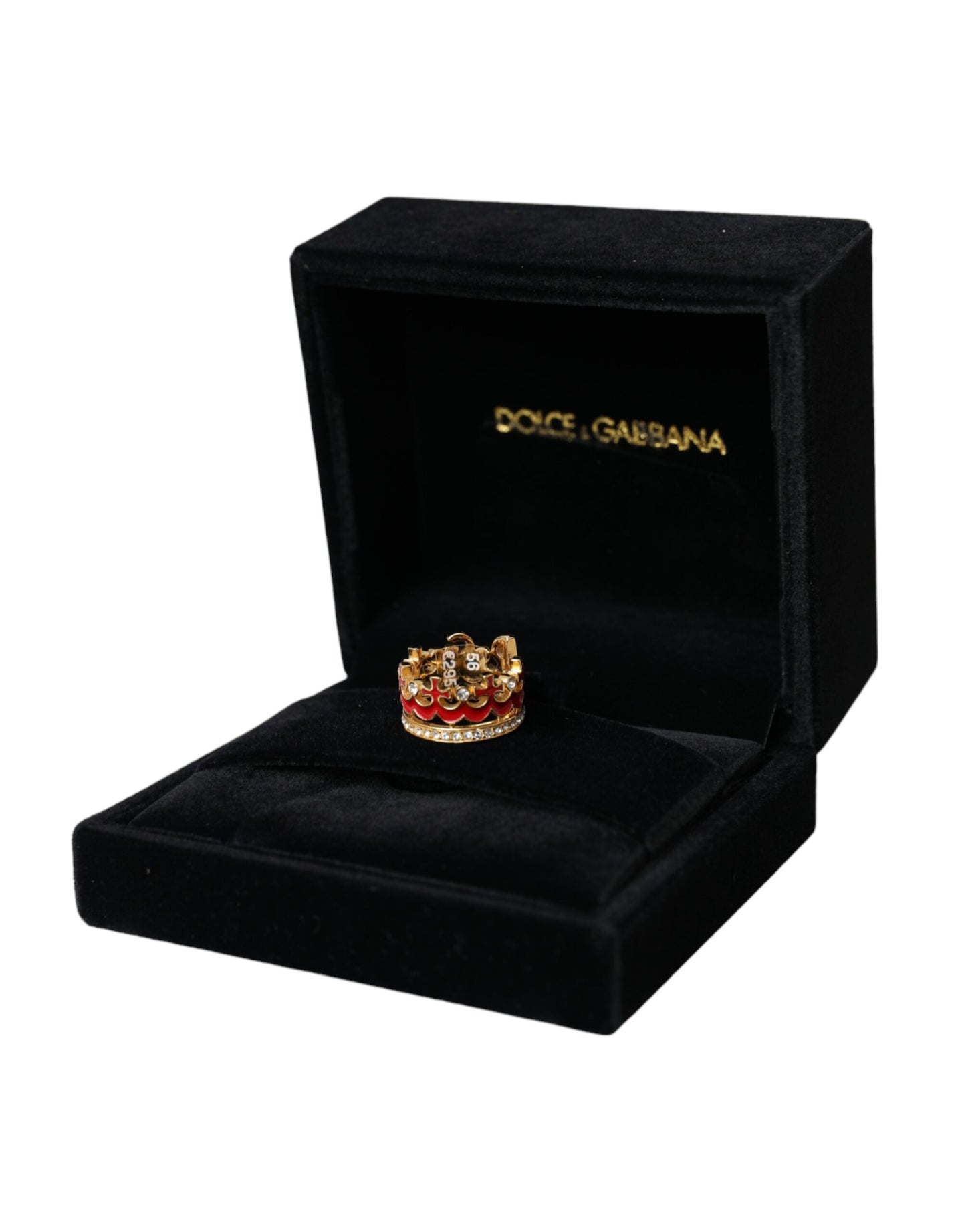 Dolce & Gabbana Goldfarbener Messing-Kristall-Emaille DG CROWN Statement-Ring