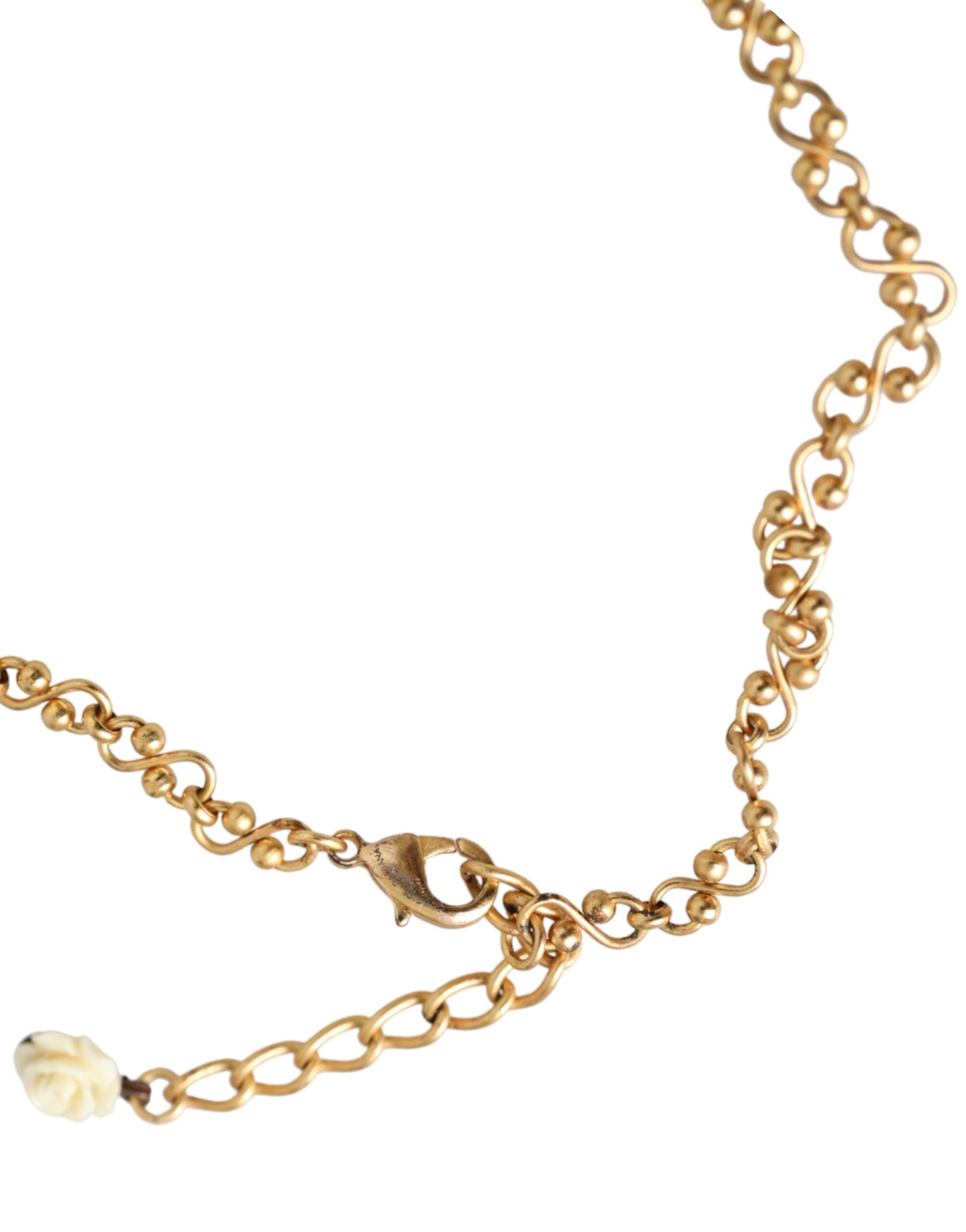 Dolce & Gabbana Gold Messing Kette Heiliges Herz Kristall Charme Halskette