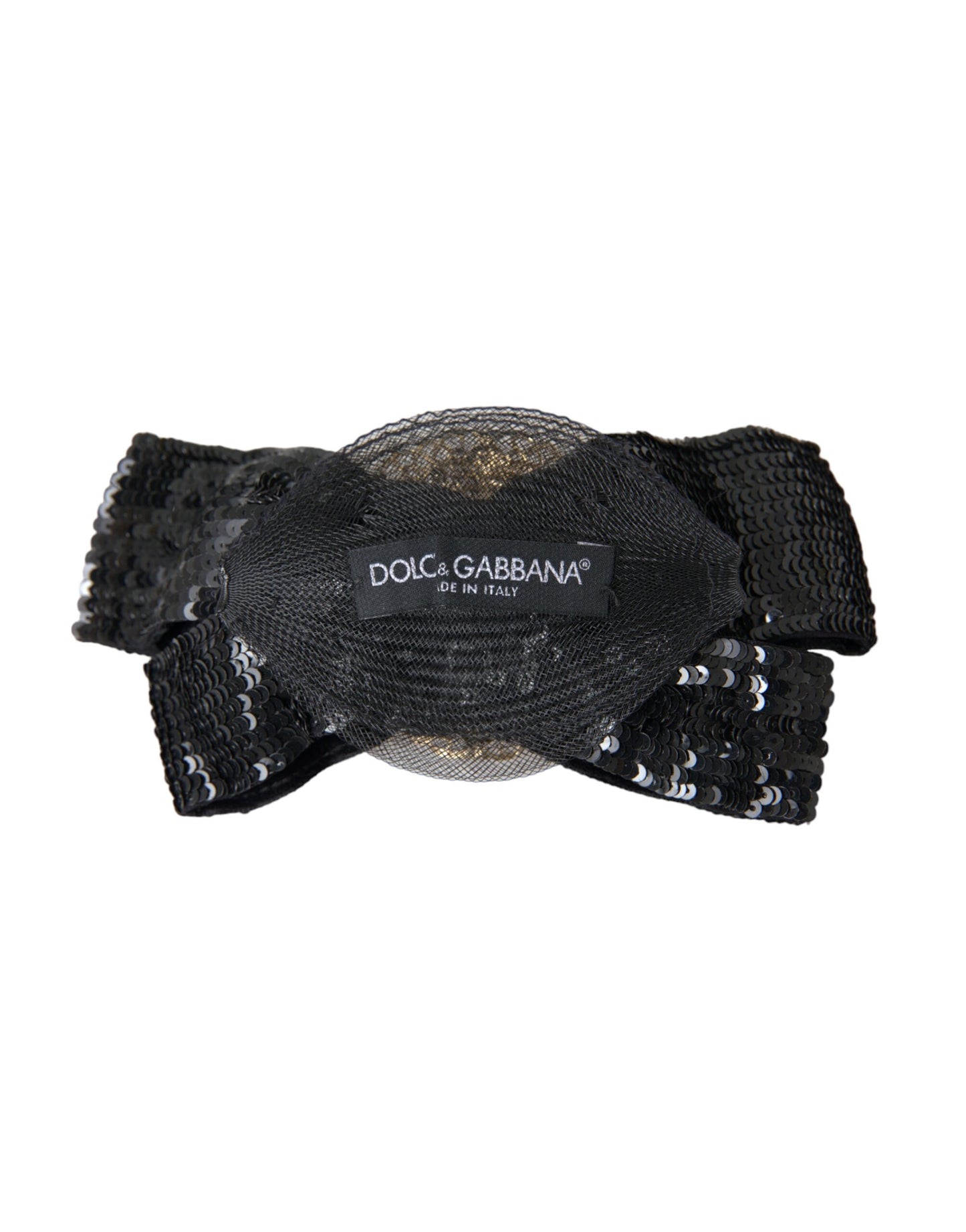 Dolce & Gabbana Schwarze Pailletten Perle Handgemachte Brosche Haarnadel