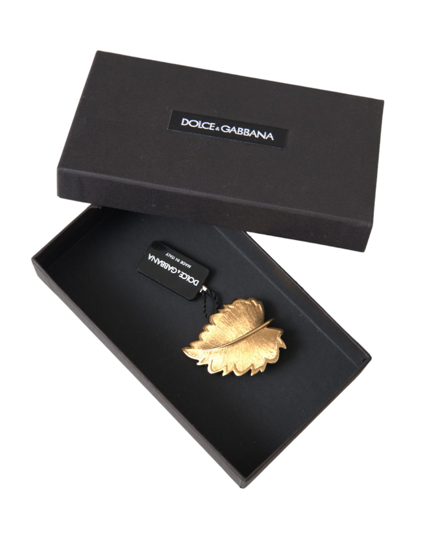 Dolce & Gabbana Gold Messing Blatt verschönert Schmuck Brosche Hair Pin