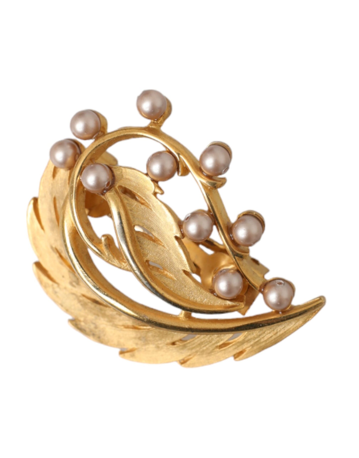 Dolce & Gabbana Gold Messing Blatt verschönert Schmuck Brosche Hair Pin