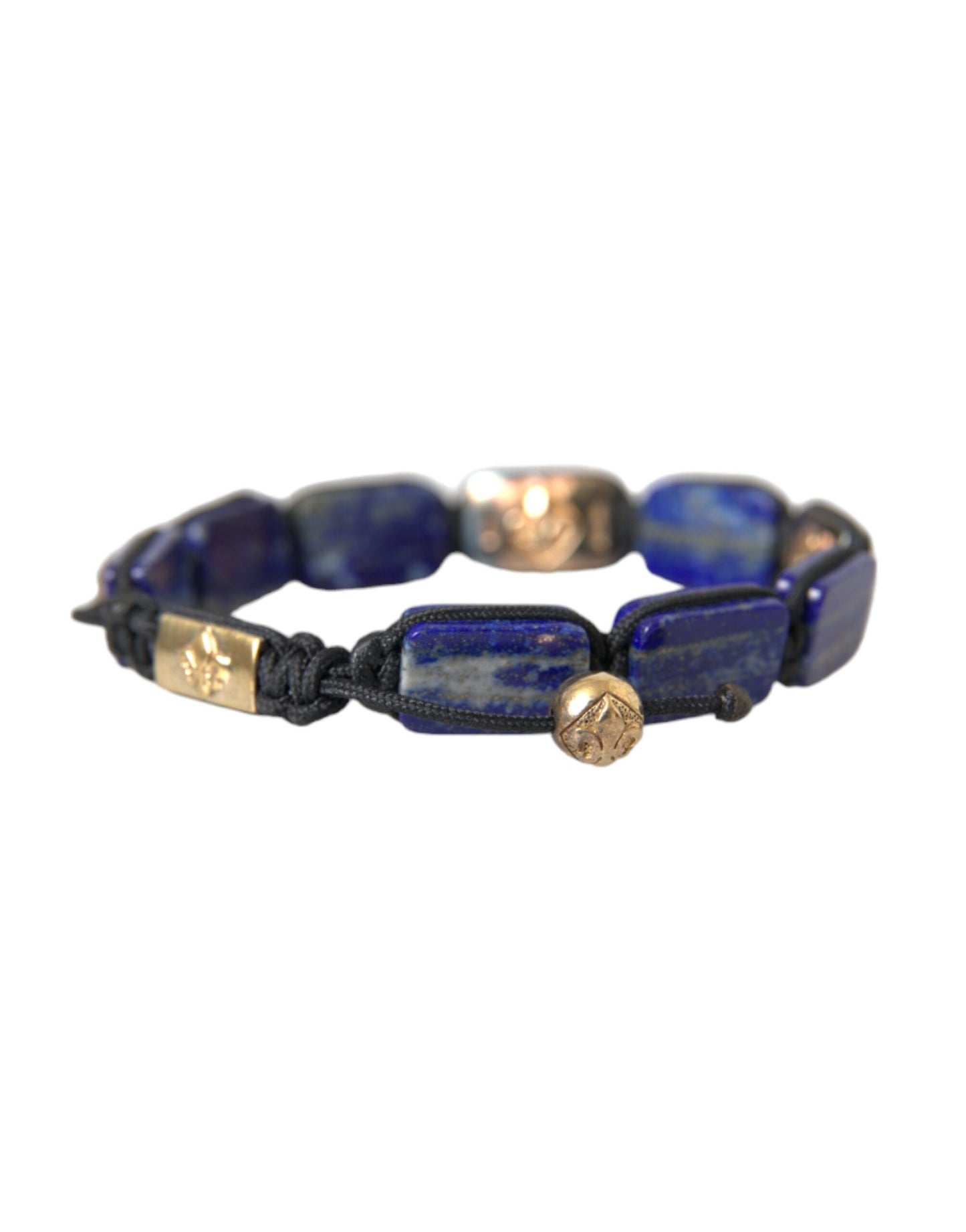 Nialaya Flache Perle Blau Lapis Weiß CZ 925 Armband Herren