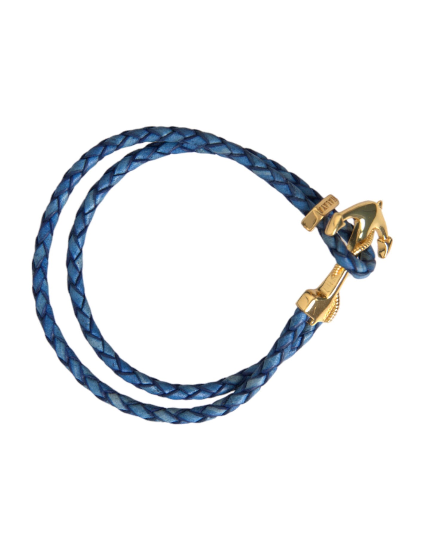 Nialaya Blau-Gold-Anker 925 Silber Charms Armband Herren