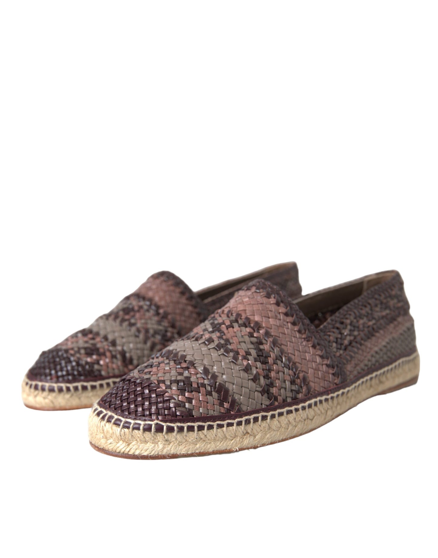 Dolce & Gabbana Braun Buffalo Leder Espadrille Flats Schuhe