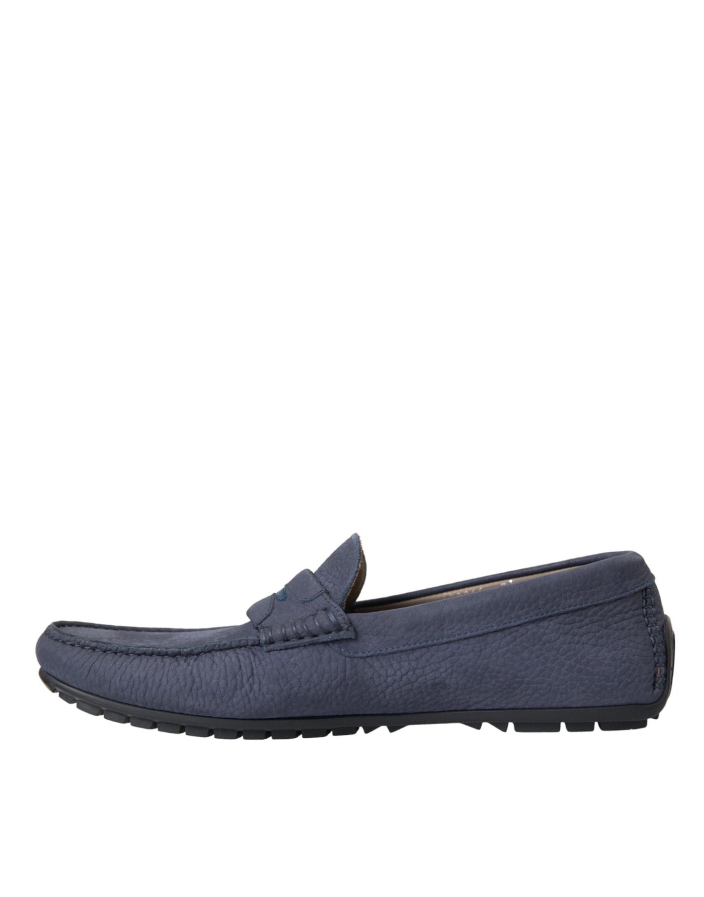 Dolce & Gabbana Blaue Kalbsleder Slip On Mokassin Schuhe