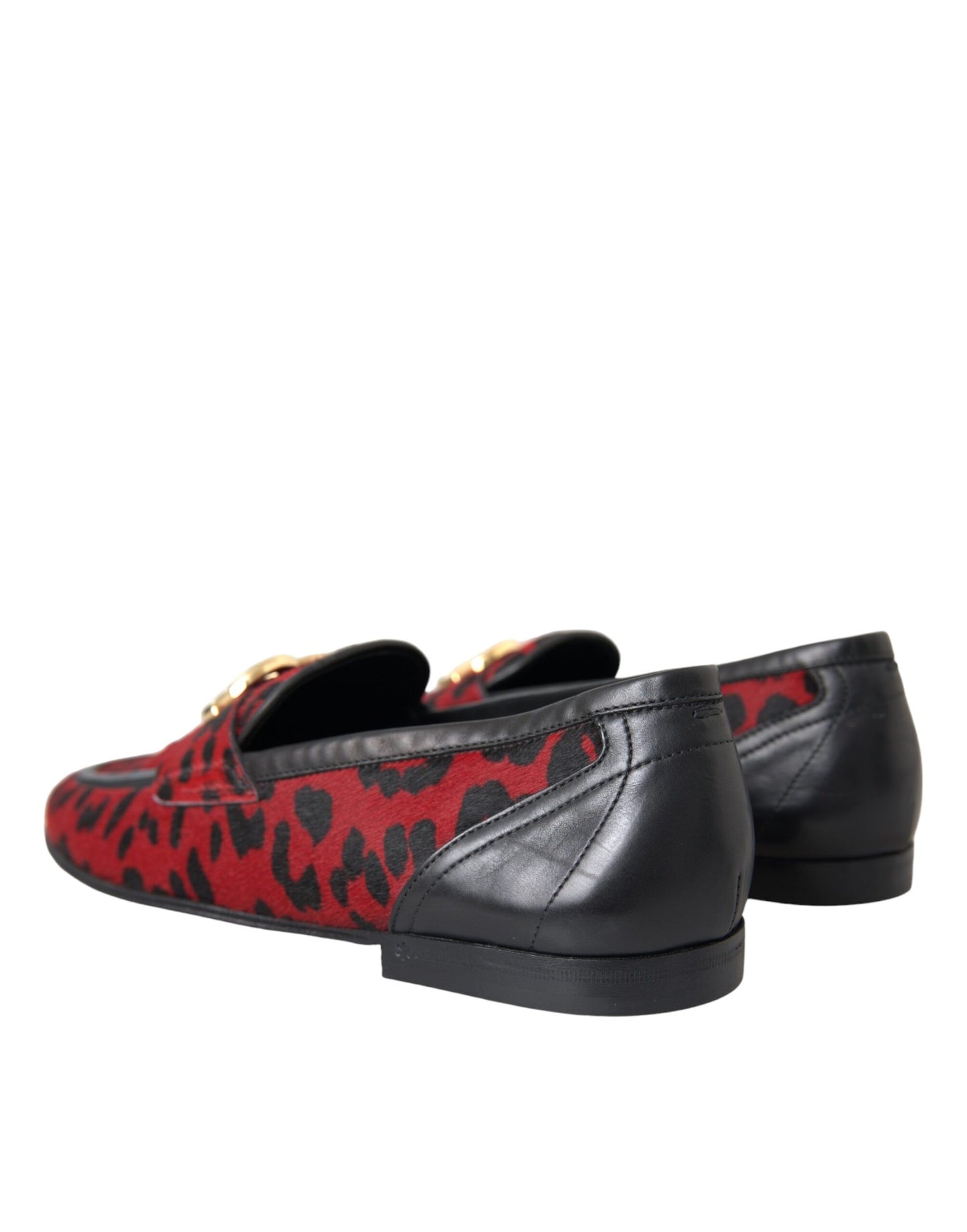 Dolce & Gabbana Rot Schwarz Leopard DG Loafers Formelle Männer Schuhe