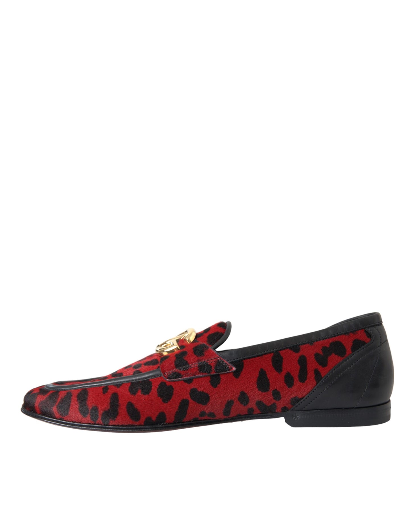 Dolce & Gabbana Rot Schwarz Leopard DG Loafers Formelle Männer Schuhe