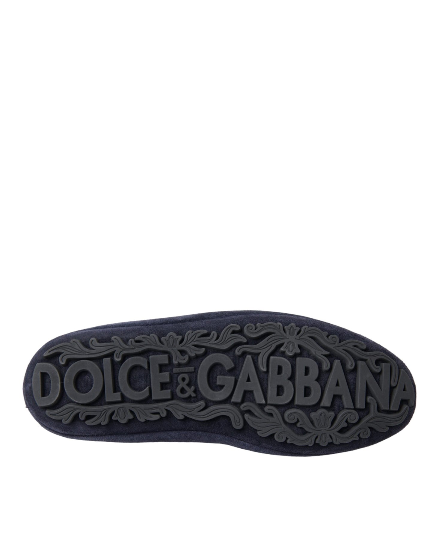 Dolce & Gabbana Blaue Leder Wildleder Crystal Crown Loafers Schuhe