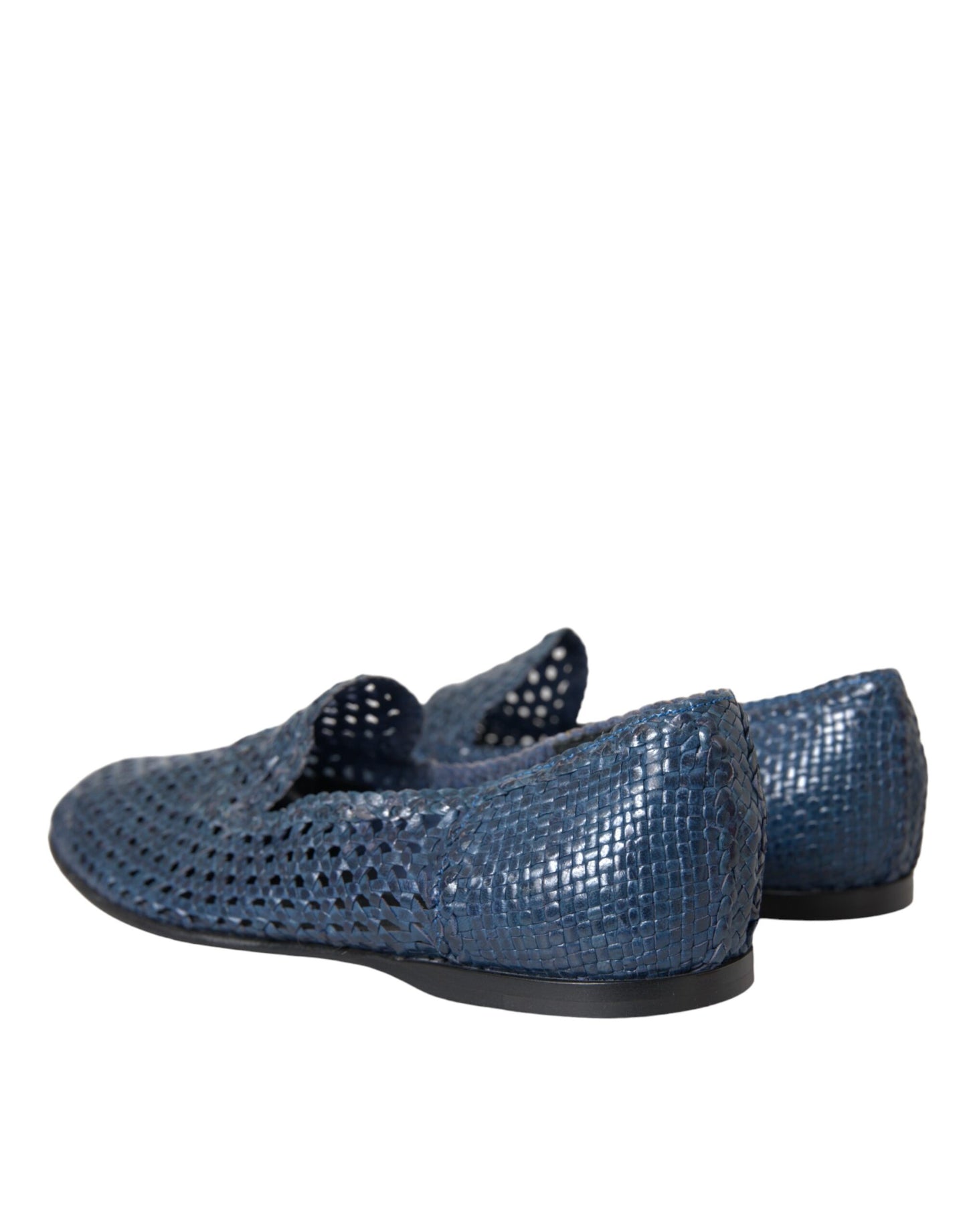 Dolce & Gabbana Blaue gewebte Leder Slipper Männer Schuhe