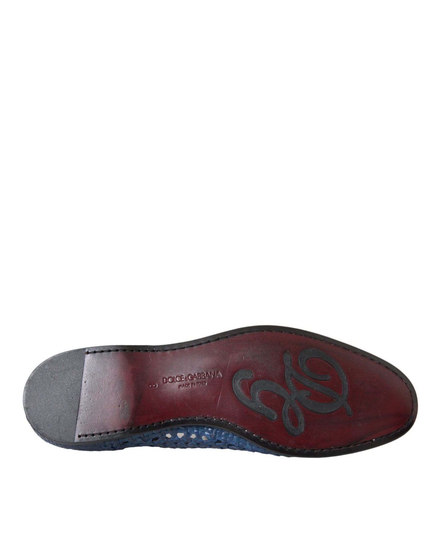 Dolce & Gabbana Blaue gewebte Leder Slipper Männer Schuhe