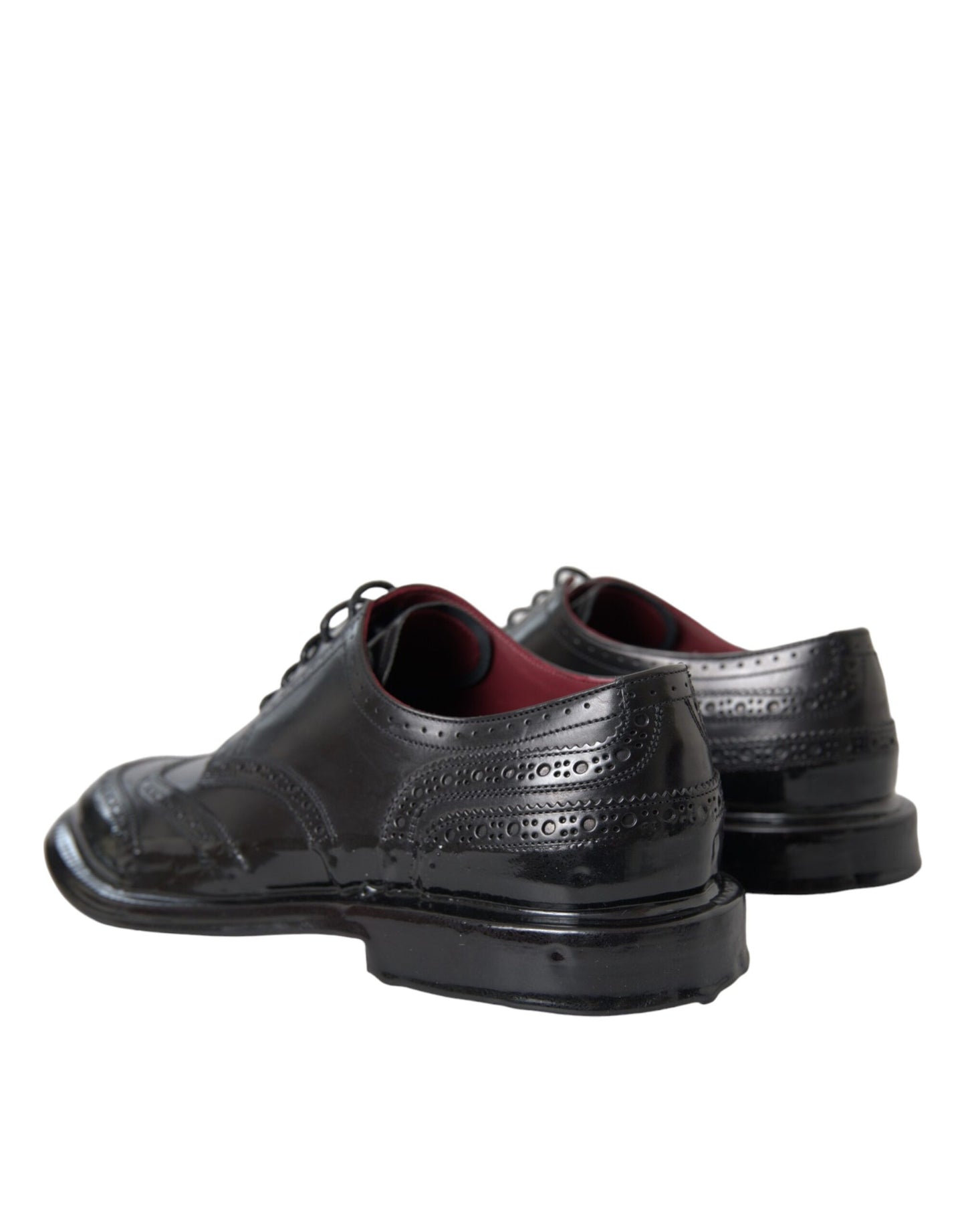 Dolce & Gabbana Schwarzes Leder Oxford Wingtip Formale Männer Schuhe