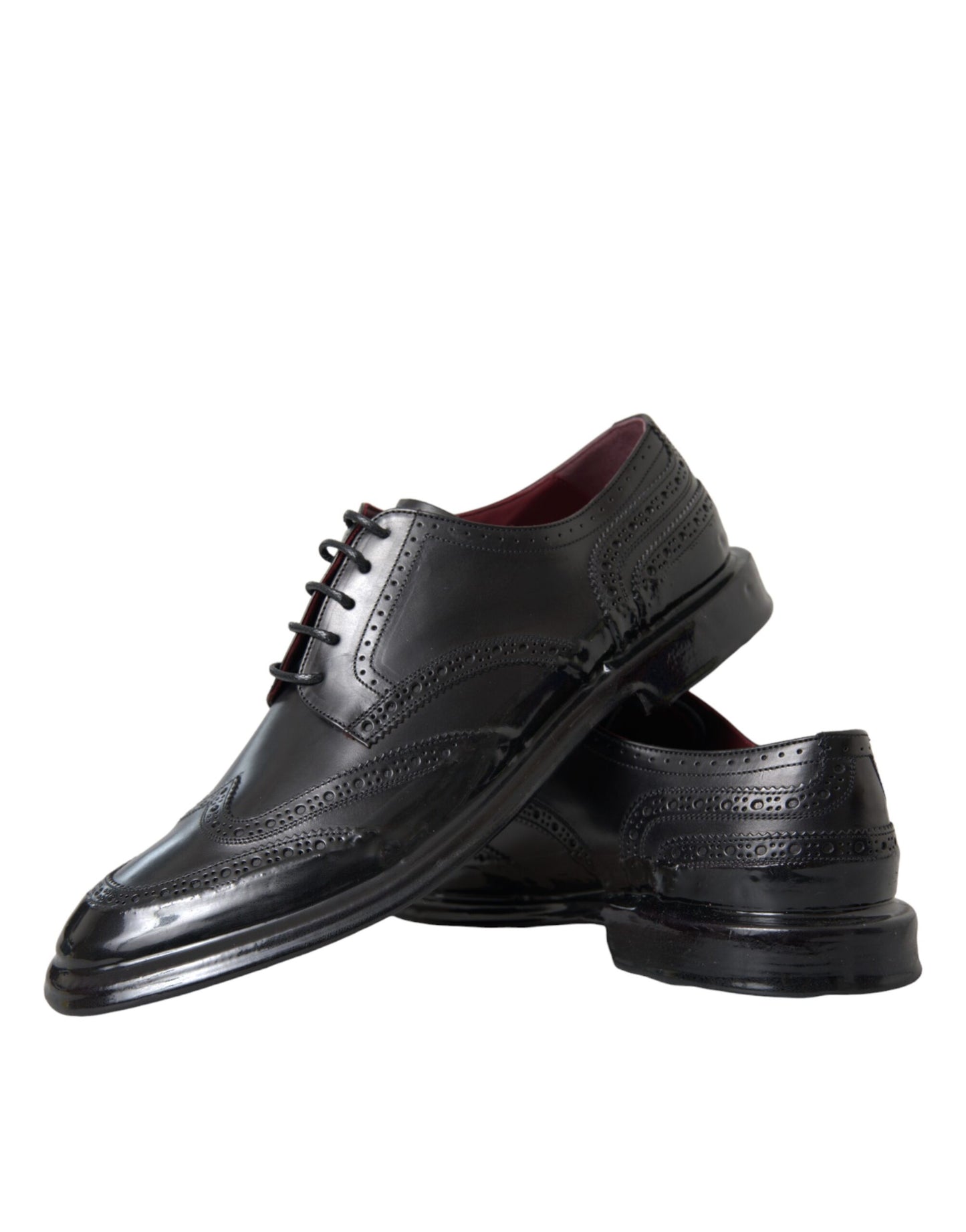 Dolce & Gabbana Schwarzes Leder Oxford Wingtip Formale Männer Schuhe