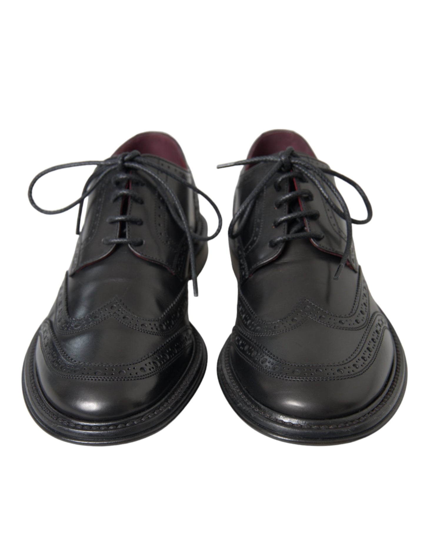 Dolce & Gabbana Schwarzes Leder Oxford Wingtip Formale Männer Schuhe